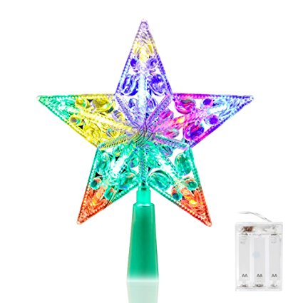 Christmas Tree Star Topper, VOLADOR 6'' Christmas Star Lights for Holiday Decorations- Multicolor