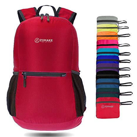 ZOMAKE Waterproof Ultra Lightweight Packable Backpack Hiking Daypack,Small Backpack Handy Foldable Camping Outdoor Backpack UltraLight Backpack (Red)