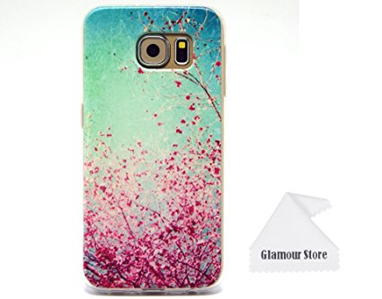 Samsung Galaxy S6 Case,Flower Printed TPU Gel Silicone Soft Case Cover Skin Protective For Samsung Galaxy S6 With a Free Cleaning Cloth As a Gift,Not Fit For Samsung Galaxy S6 Edge