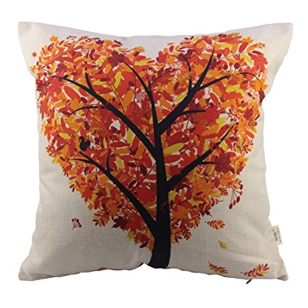 HOSL P45 Cotton Linen Thow Pillow Case Decorative Cushion Cover - Autumn Love Tree