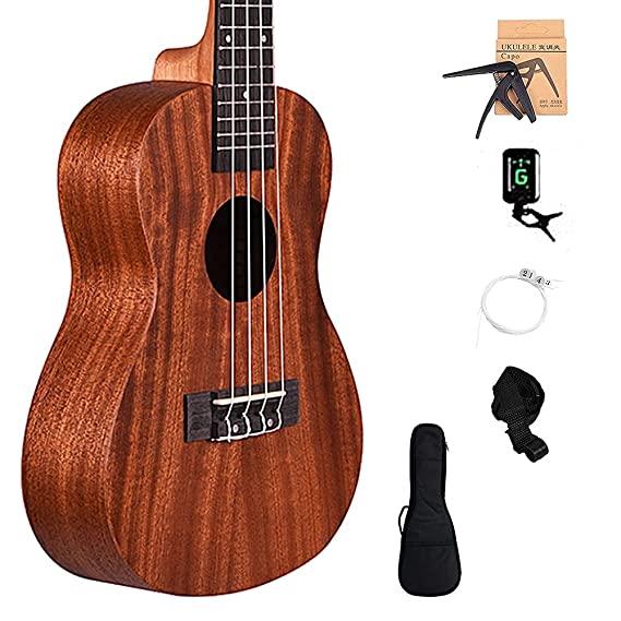 Kadence Ukulele 24" Concert Size   (Free online learning Course) Mahogany wood ukelele Super combo with with Strap, Tuner, Bag, Strings capo & learning course (Super Combo)