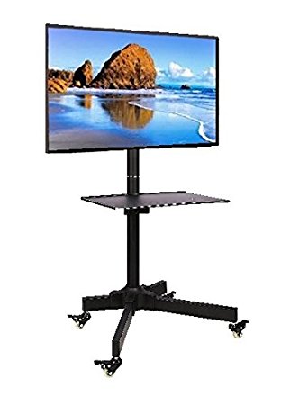 EZM Mobile TV Cart Rolling Stand for LCD LED Plasma Flat Panel with Shelf Fits 23" to 55" (002-0038)
