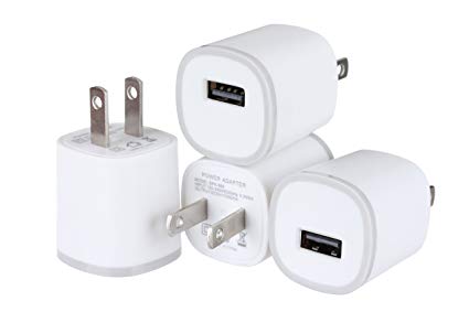 Spark Electronics 4PC 1 Port Rapid Speed [Matte White] Tapered Universal USB Power Adapter Wall Charger Compatible with Apple iPhone 7 7 Plus 6 6S Plus 5 s C Samsung Galaxy S7/S6 Edge Note Nokia