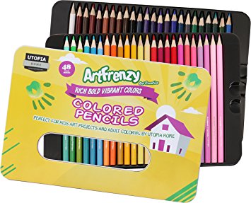 Pack of 48 - Soft Core Premier Colored Pencils - Suitable for Adults and Kids Smooth Lead - by Utopia Home