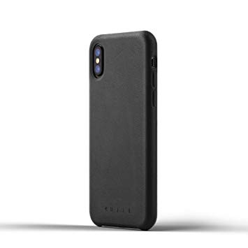 Mujjo Full Leather Case compatible with iPhone XS, iPhone X | Covered Buttons, 1MM Protective Screen Bezel, Japanese Suede Lining (Black)