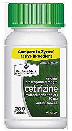 Member's Mark 10mg Cetirizine Hydrochloride Antihistamine 200 Tablets