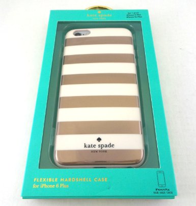 Kate Spade New York Flexible Hardshell Case for Iphone 6 Plus and 6s Plus Candy Stripe Rose Gold