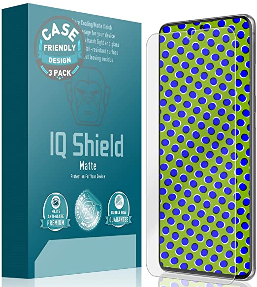 IQ Shield Matte Screen Protector Compatible with Samsung Galaxy S20 Ultra (6.9 inch)(Case Friendly)(3-Pack) Anti-Glare Anti-Bubble Film