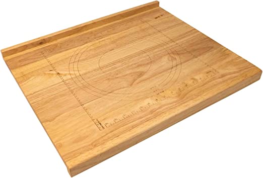Zelancio Reversible Wooden Pastry Board - 24" x 20" Pastry Board with Engraved Ruler and Pie Board Template, Features Front and Back Counter Lip
