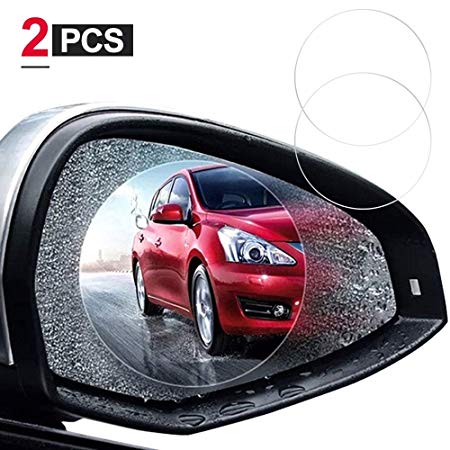 2 Pcs HD Car Rearview Mirror Rainproof Film, Anti-fog/Anti-glare/Anti-scratch Car Mirror Film, Increase Visibility Car Waterproof Membrane film for All Models of Cars & SUVs