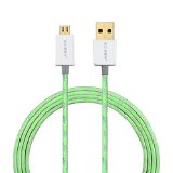 ECEEN Hi-Speed Extra Long 6 FT 18M Nylon Braided Durable Universal USB 20 Micro USB ChargingSync Data Cable with Gold-plated Connectors For Android Tablets Phones and Windows Phones Green