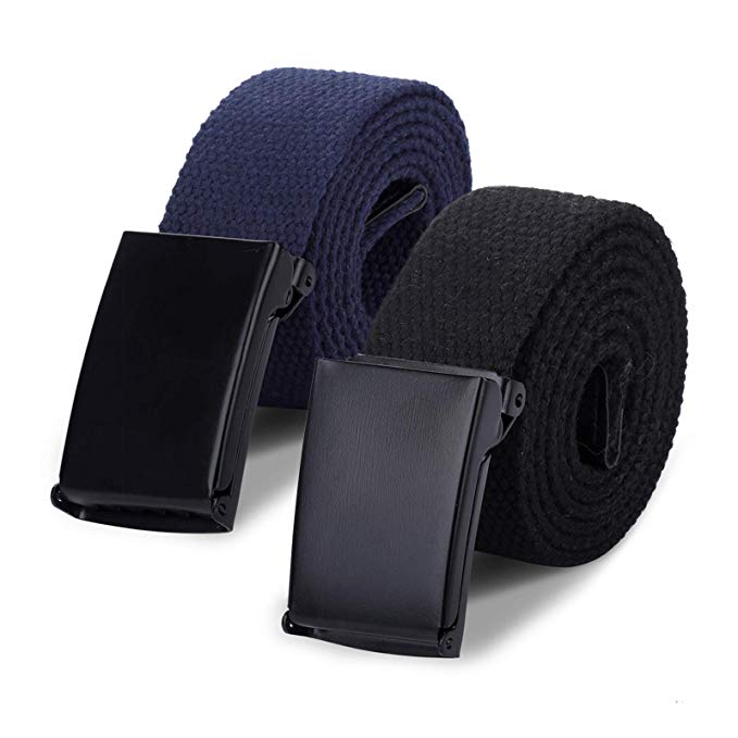 AWAYTR Canvas Web Belts for Boys - School Uniform Casual for Jeans Adjustable four Sizes Cotton Strap Belt