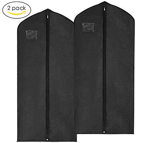 Garment Bags, MaidMAX Breathable Suit Dress Covers with Clear Plastic Label Holders and Full-Length Zipper for Clothes, 54-Inch-High, 2-Pack