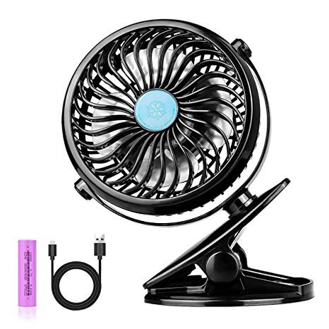 Stroller Fan Clip on - USB and 2600mAh Battery Powered Baby Fan - 2 in 1 Desk & Clip Fan - Lightweight & Portable - 360 Degree Rotation for Baby Stroller Carseat Office Outdoor
