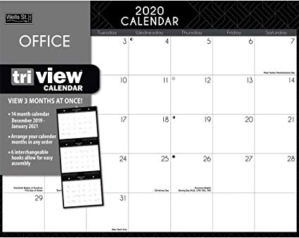 Office 2020 Tri-View Wall Calendar