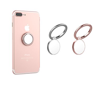 2 Pcs Mirror Phone Ring holder, Ring Grip kickstand For Car Mount,360 Rotation Finger Ring Cellphone Holder For iphone 7/7 plus, Ipad and Almost All Phones(Rhombus mirror Rose Gold silver)