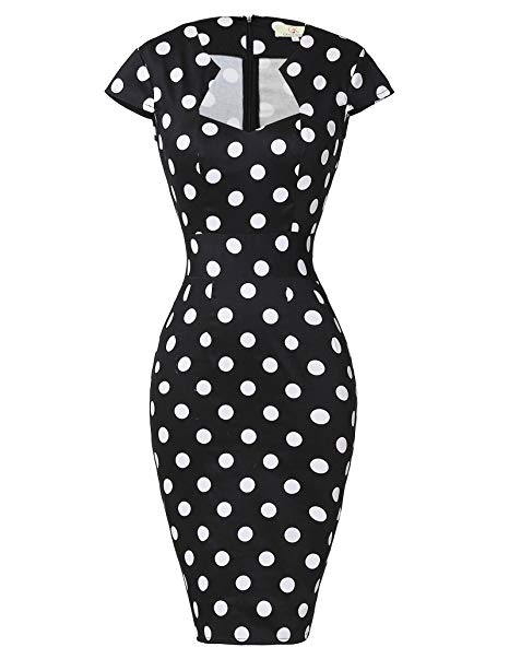 GRACE KARIN Women's 50s Vintage Pencil Dress Cap Sleeve Wiggle Dress CL7597