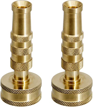 ATDAWN Brass Hose Nozzle, Heavy-Duty Brass Adjustable Twist Hose Nozzle, 2 Pack (3")