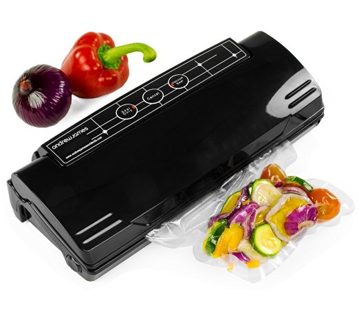 Andrew James High Quality Black Vacuum Food Sealer Bag Packing Machine - Includes 2 Year Manufacturer's Warranty