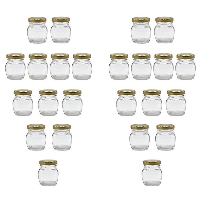 U-Pack 2oz Glass Jar With Gold Lid For Honey Jam Spice pack of 24 sets