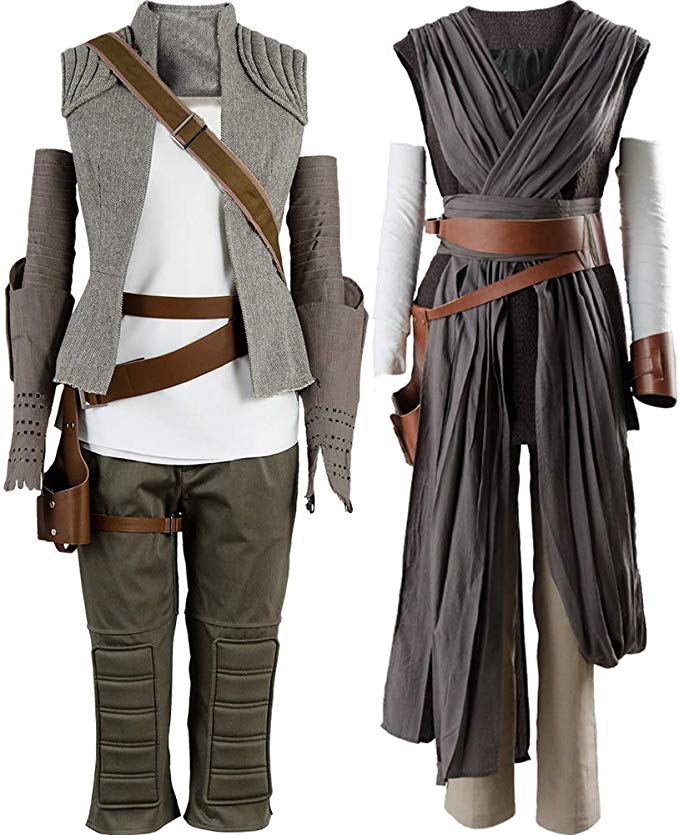 Cosplaysky Star Wars 8 The Last Jedi Rey Costume Women Halloween Outfit Two Versions