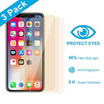 (3-Pack) Anti-Blue Light Screen Protector for Apple iPhone Xs and iPhone X (5.8") [Blue Light Filtering   Eye Protection Tempered Glass] Advance HD Work Most Case
