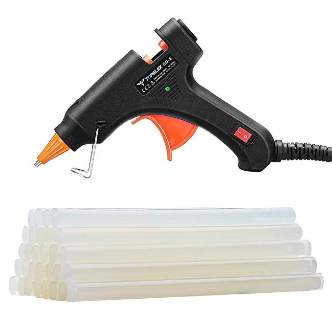 Hot Glue Gun, TopElek Mini Glue Gun Kit with 30pcs Glue Sticks, High Temperature Melting Glue Gun for DIY Small Projects, Arts and Crafts, Home Quick Repairs,Artistic Creation(20 Watts, Black)