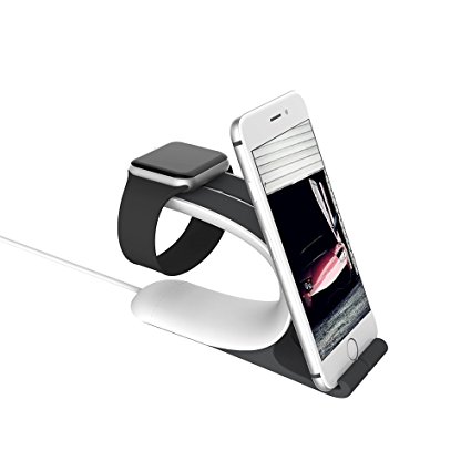 LOCA Mobius 2-in-1 Apple Watch Smart Watch Charging Docks, Charging Stand Holder for All iWatch & iPhone & iPad Edition  (Grey)