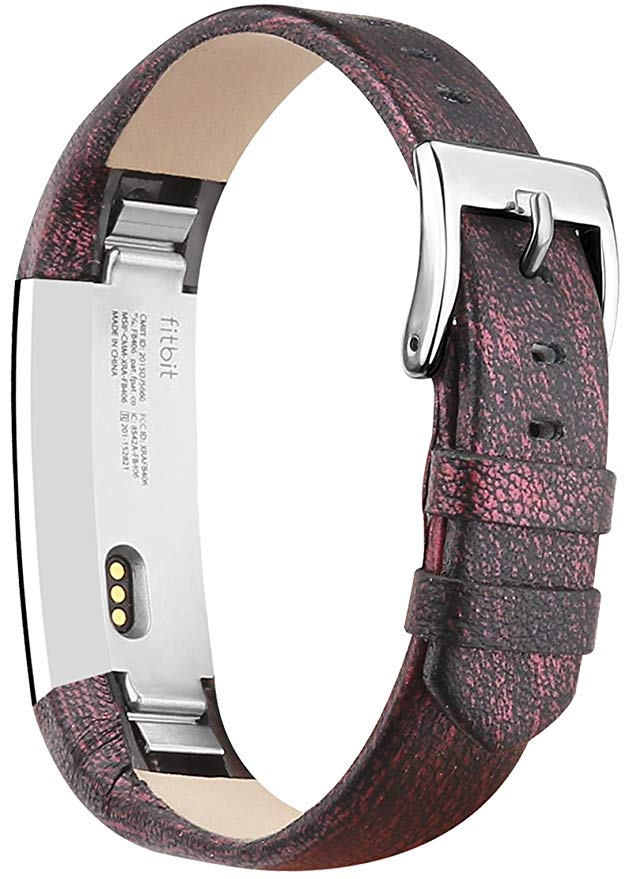 Vancle Strap for Fitbit Alta HR/Fitbit Alta, Adjustable Comfortable Replacement Leather Band with Stainless Steel Buckle for Fitbit Alta 2016 / Fitbit Alta HR 2017(No Tracker)