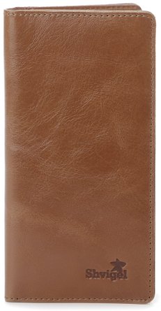 Shvigel Genuine Leather Rodeo Billfold Wallet - Vintage - Mens Long Checkbook Holder - Bifold Travel Cash Case