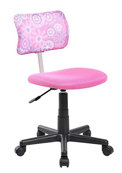 eurosports Kids Desk Chair for Girls Adjustable Mid Back Home Children Computer Study Chair,Pink Flower