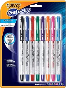 BIC Gel-ocity Smooth Stick Gel Pens, Fine Point, 0.5mm, Assorted Ink (8 Pack)