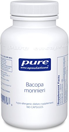 Pure Encapsulations - Bacopa monniera - Hypoallergenic Support for Memory, Mental Performance and Stress Management* - 180 Vegetable Capsules
