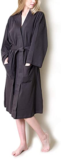 Women's Bathrobe Spa Robe, 100% Organic Cotton, Lightweight Super Soft Travel & Eco-Friendly (6 Colors)