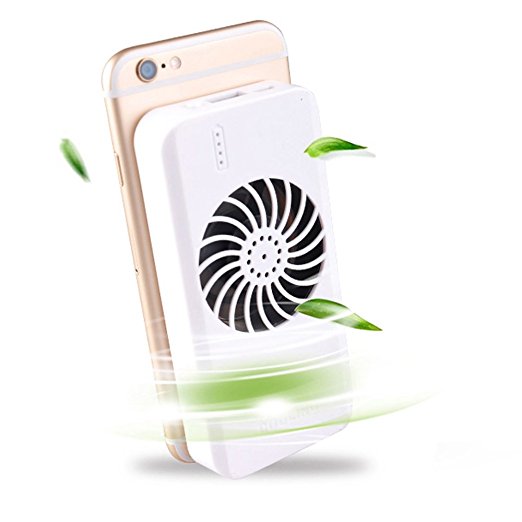 VIVISKY Portable Phone Fan 3 In 1 Phone Cooling Fan Power Bank Stand Holder Suitable For Any Smart Phone Tablet (White)