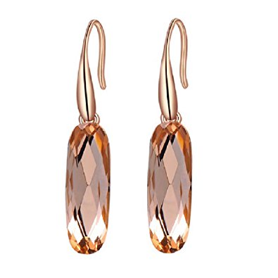 joyliveCY Women'S Rose Gold Earrings Jewelry Dangle Oval Champagne Rhinestone Ear-Rings