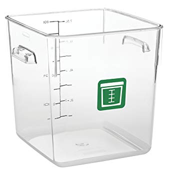 Rubbermaid Commercial Products 1980331 Square Plastic Food Storage Container, Green Label, 8 Quart, Clear