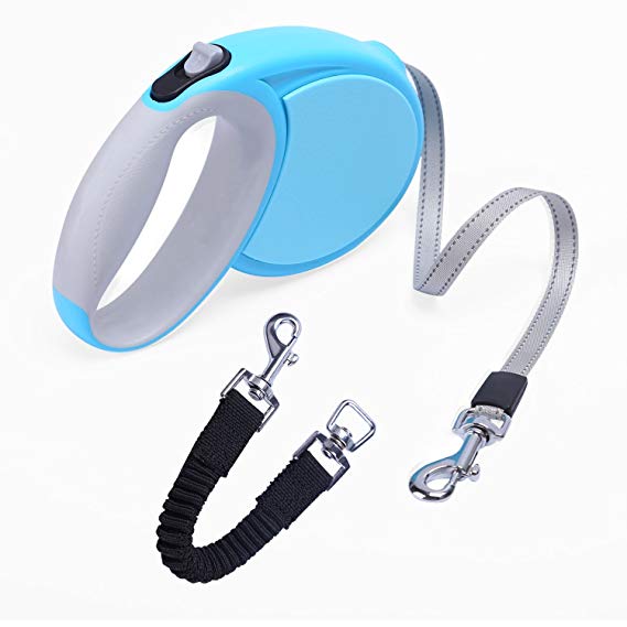 Happy & Polly Retractable Dog Leash Retractable Bungee Dog Leash Anti-pull Dog Leash Anti-bite Reflective Non-slip Handle, for Medium Small Dogs up to 150lbs