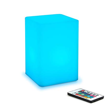 Mr.Go 6-inch Dimmable LED Night Light Mood Lamp for Kids and Adults - 16 RGB Colors - 5 Level Dimming - 4 Lighting Effects - Rechargeable - Remote Control - Decorative - Fun and Safe - White Cube