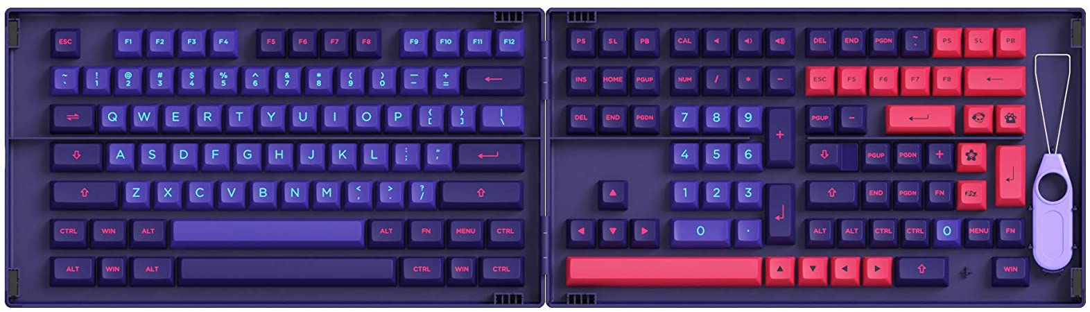 EPOMAKER AKKO NEON Cyberpunk 157 Keys ASA Profile Doubleshot PBT Full Keycaps Set, with Custom Storage Box for Mechanical Keyboard Replacement (NEON ASA KEYCAPS)