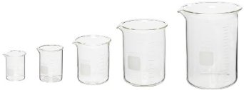 Corning Pyrex 5 Piece Glass Graduated Low Form Griffin Beaker Assortment Pack with Double Scale