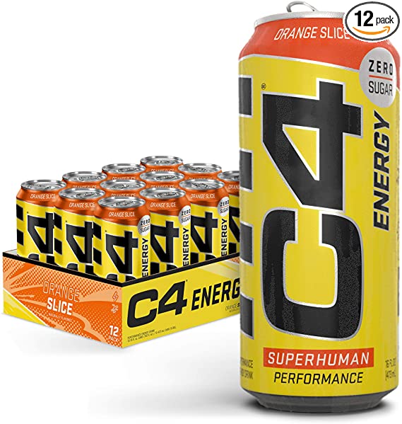 C4 Original Sugar Free Energy Drink 16oz (Pack of 12) | Orange Slice | Pre Workout Performance Drink with No Artificial Colors or Dyes