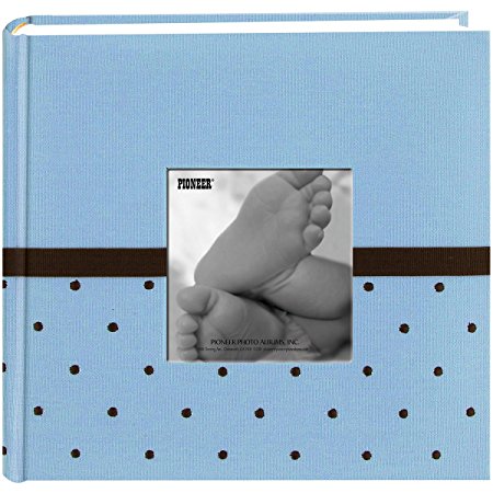 Pioneer Embroidered 200 Pocket Frame Fabric Cover Photo Album, Baby Blue