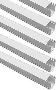 LightingWill Spot Free U Shape LED Aluminum Channel 10-Pack 3.3ft/1M 24x24mm Anodized Silver Track Internal Width 20mm with Cover End Caps Mounting Clips for Cabinet Kitchen LED Strip Lighting-U06S10