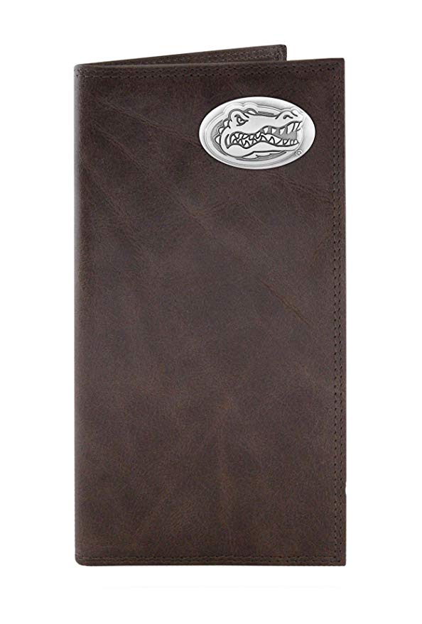NCAA Florida Gators Brown Wrinkle Leather Roper Concho Wallet, One Size