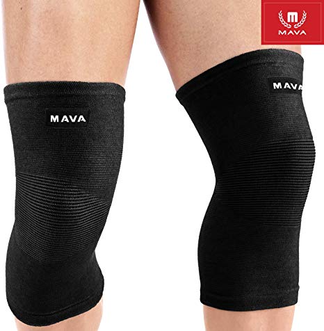 Mava Sports Knee Support Sleeves (Pair) for Joint Pain & Arthritis Relief, Improved Circulation Compression – Effective Support for Running, Jogging, Workout, Walking & Recovery