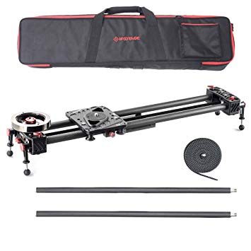 IFOOTAGE Camera Slider Track Carbon Fiber 53'' Dolly Rail Video Stabilizer Professional for DSLR Camera DV Video Camcorder Film Photography - Shark Slider S1 with Extension Tubes (S1B)