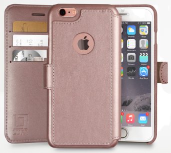 iPhone 6, 6s Wallet Case | Durable and Slim | Lightweight with Classic Design & Ultra-Strong Magnetic Closure | Faux Leather Rose Gold | Apple 6/6s (4.7 in)