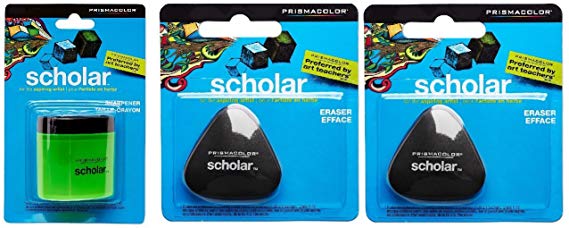 Prismacolor Scholar Colored Pencil Sharpener & Two Erasers