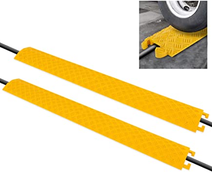 Pyle Durable Cable Ramp Protective Cover - 2,000 lbs Max Heavy Duty Drop Over Hose & Cable Track Protector, Safe in High Walking Traffic Areas, Cable Concealer for Outdoor & Indoor Use, 2 Pack